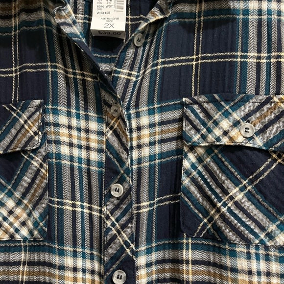 Blue Plaid Button-Up Shirt - Picture 2 of 6